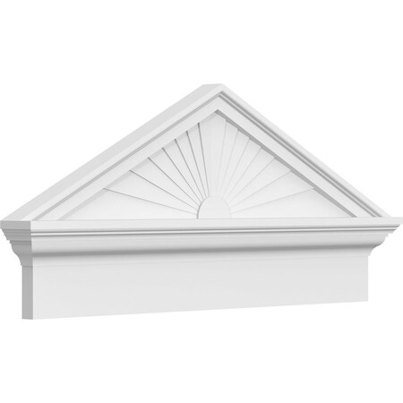 Ekena Millwork Peaked Cap Sunburst Architectural PVC Combination Pediment, 32"W x 14-7/8"H x 2-3/4"P (Pitch 6/12) PEDPC032X150PKC01